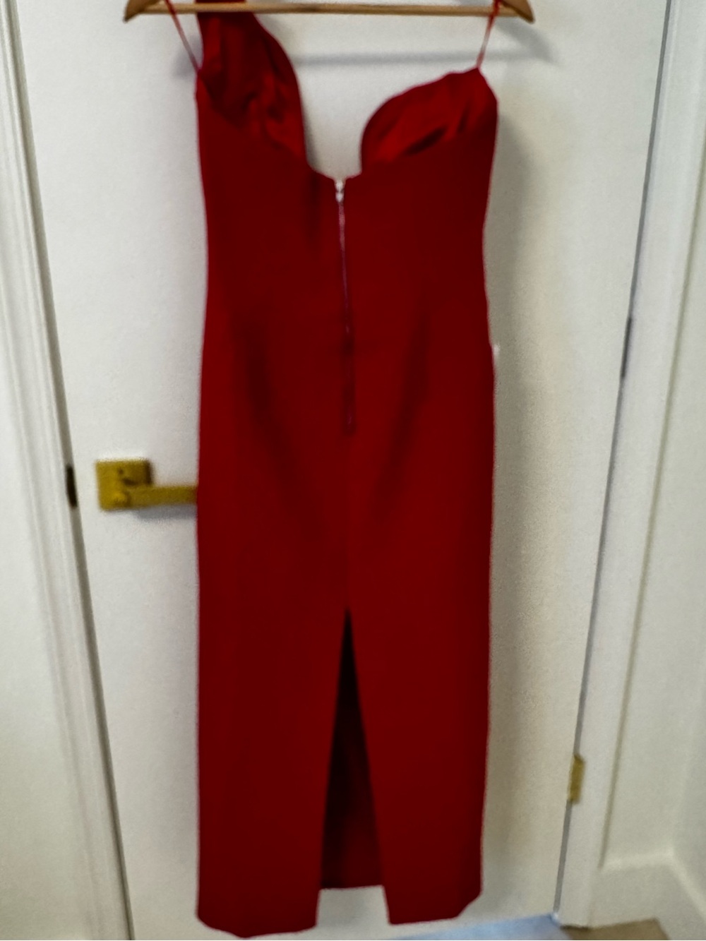 Bardot Red Strapless Midi Dress with Sculpted Flame Neckline in fire red - Picture 7 of 12